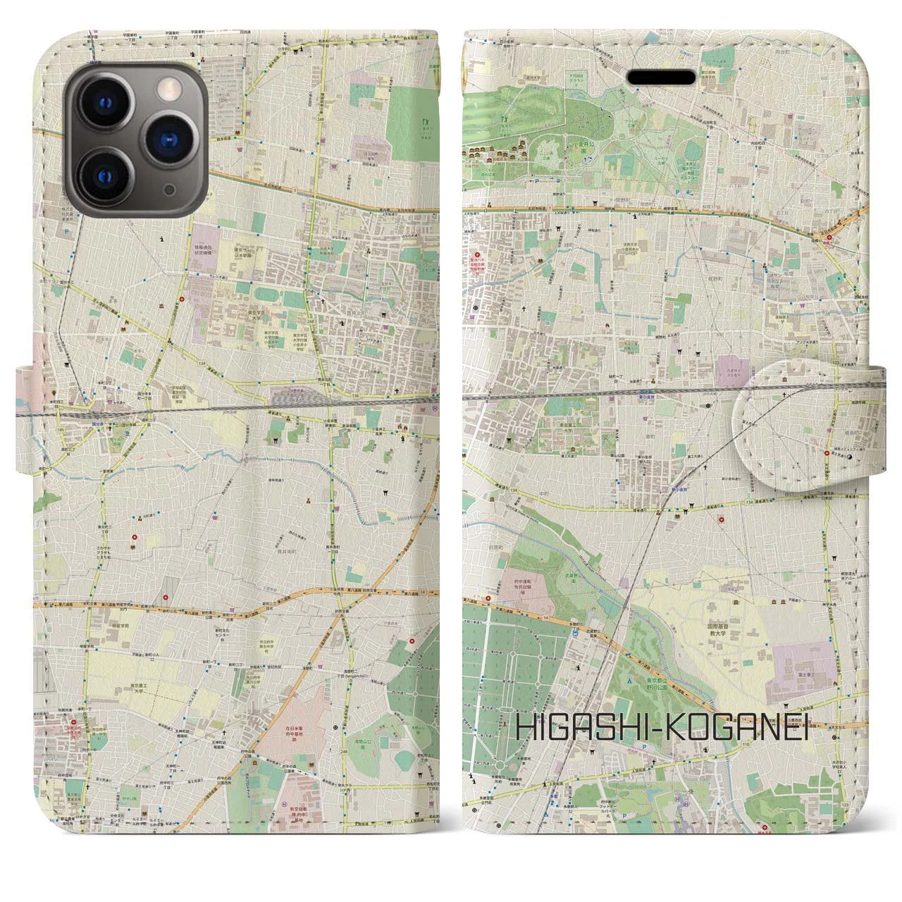 【東小金井(東京都)】地図柄iPhoneケース(手帳タイプ)