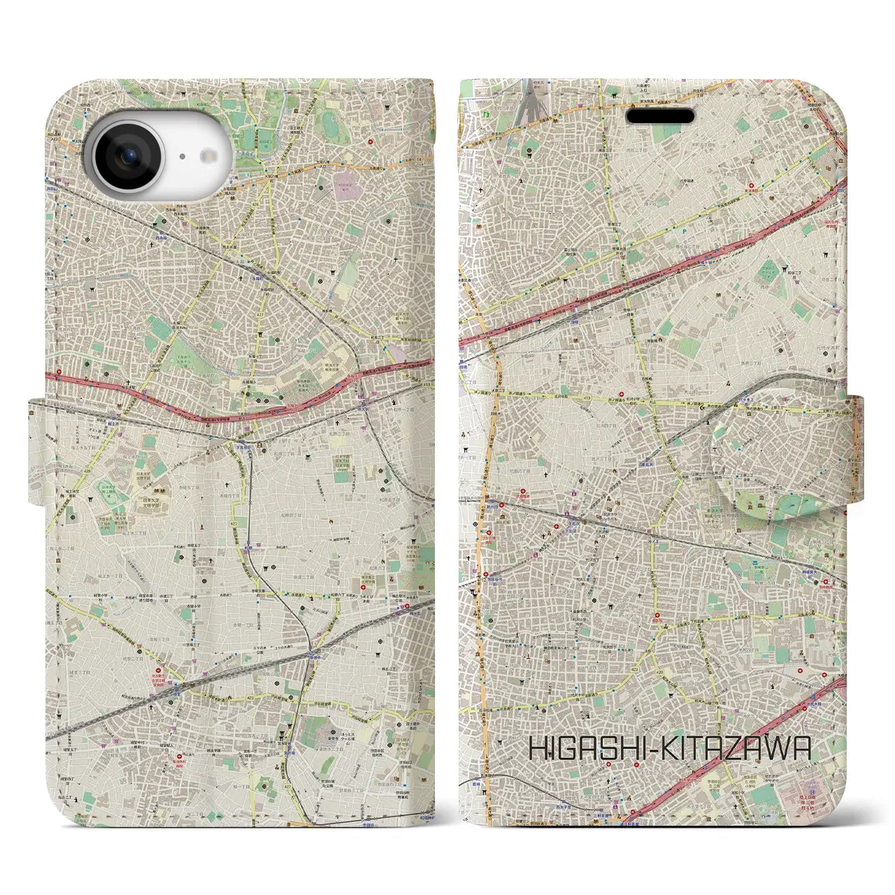 【東北沢(東京都)】地図柄iPhoneケース(手帳タイプ)