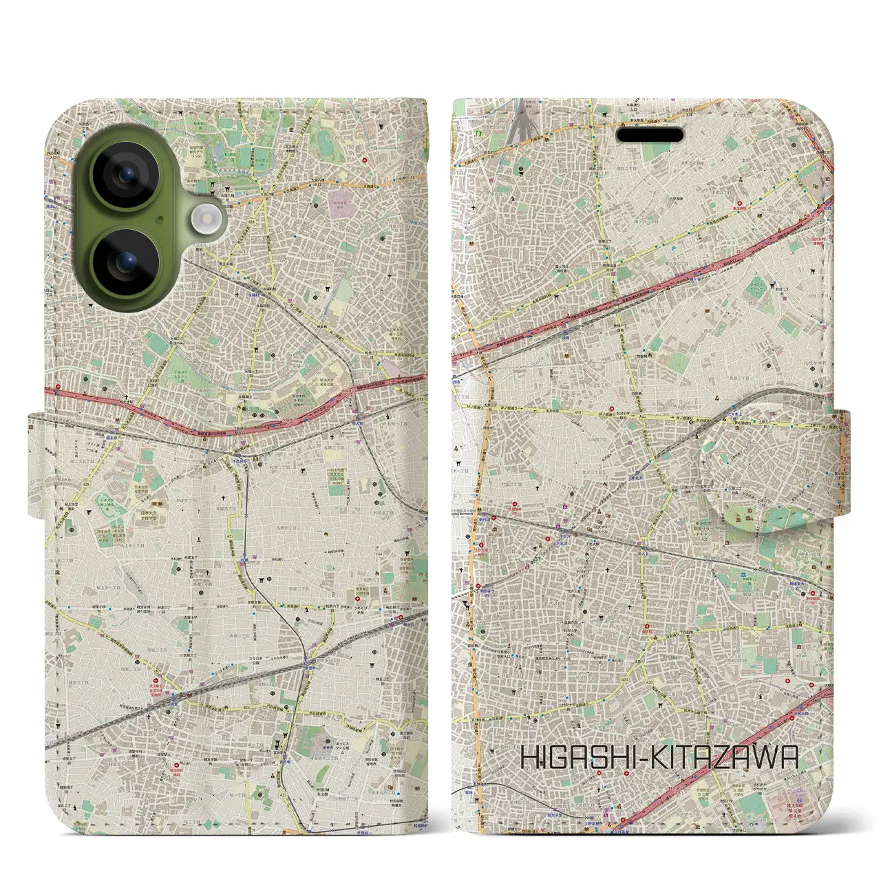 【東北沢(東京都)】地図柄iPhoneケース(手帳タイプ)