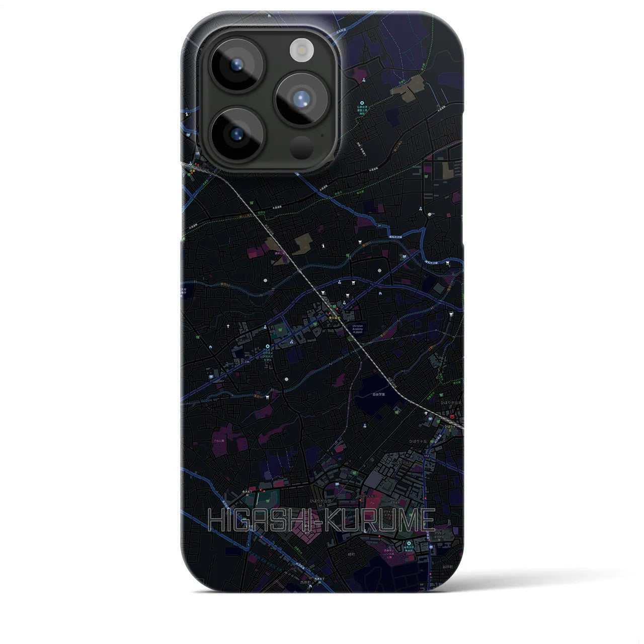 【東久留米(東京都)】地図柄iPhoneケース(バックカバータイプ)