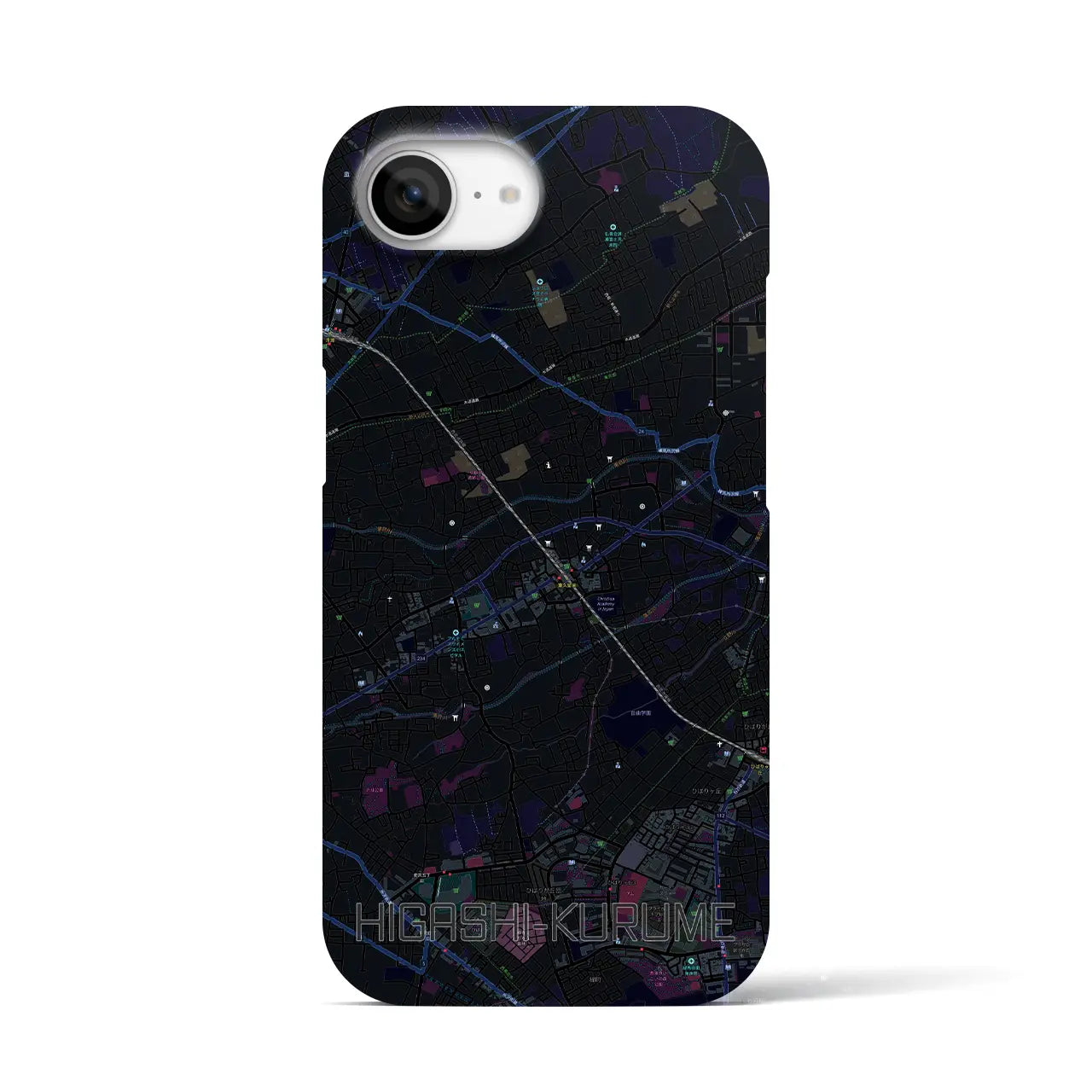 【東久留米(東京都)】地図柄iPhoneケース(バックカバータイプ)