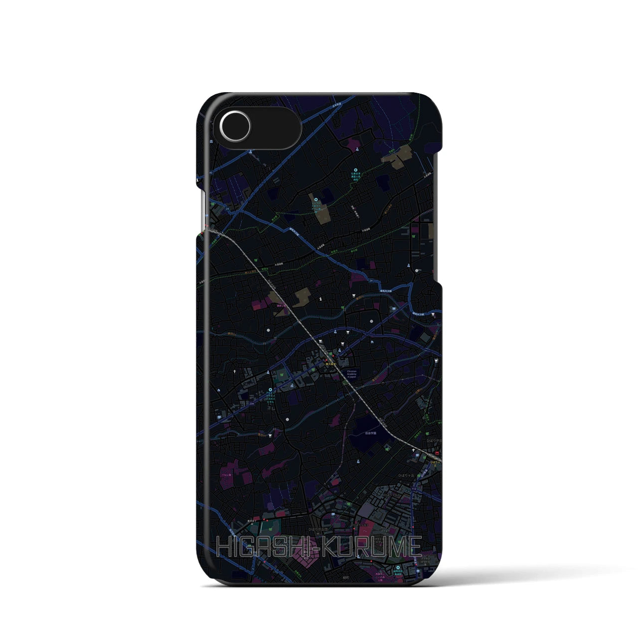 【東久留米(東京都)】地図柄iPhoneケース(バックカバータイプ)