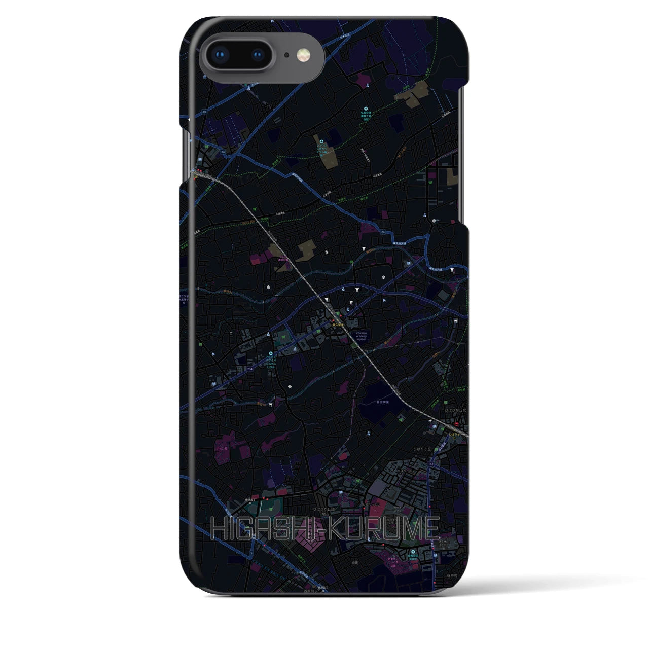 【東久留米(東京都)】地図柄iPhoneケース(バックカバータイプ)