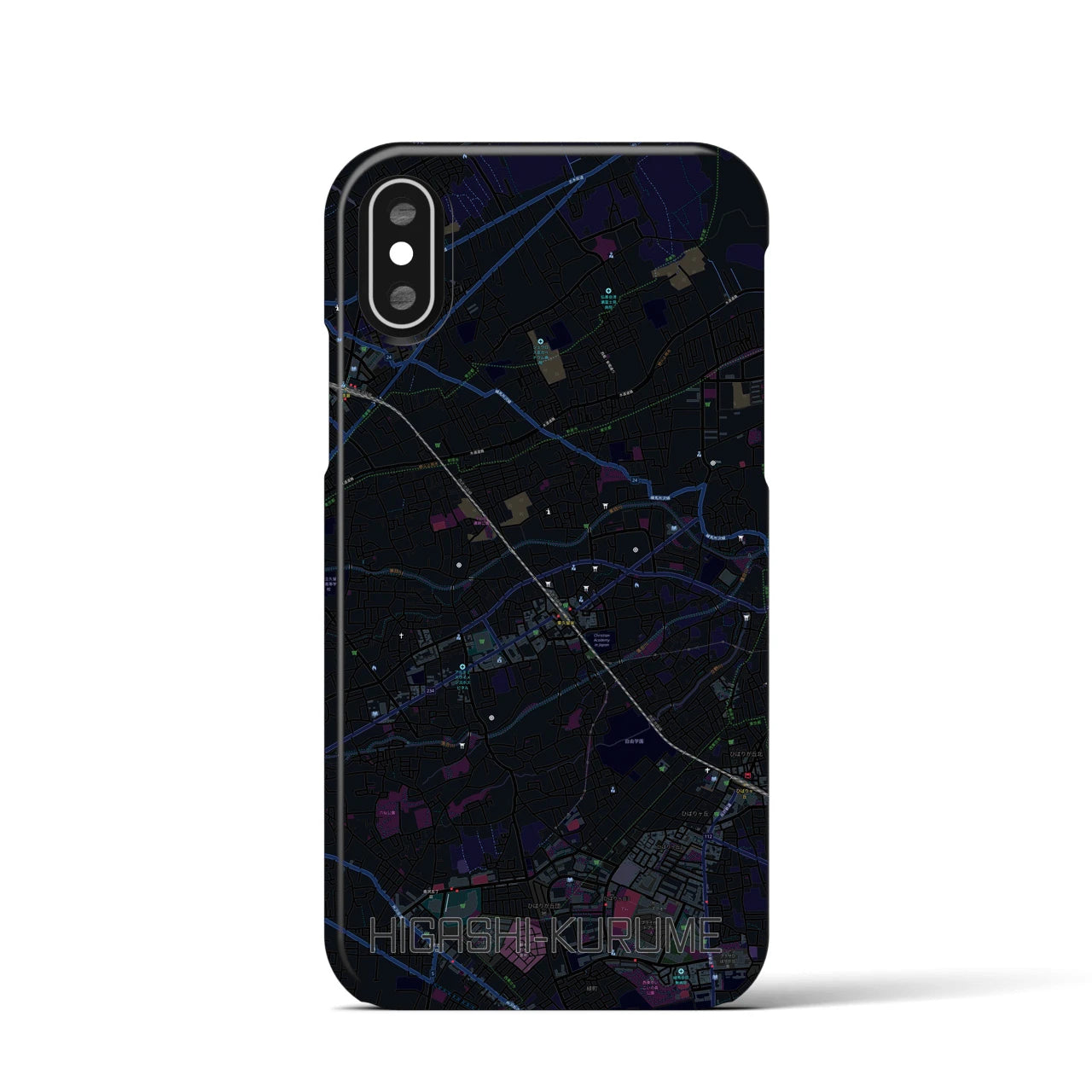 【東久留米(東京都)】地図柄iPhoneケース(バックカバータイプ)