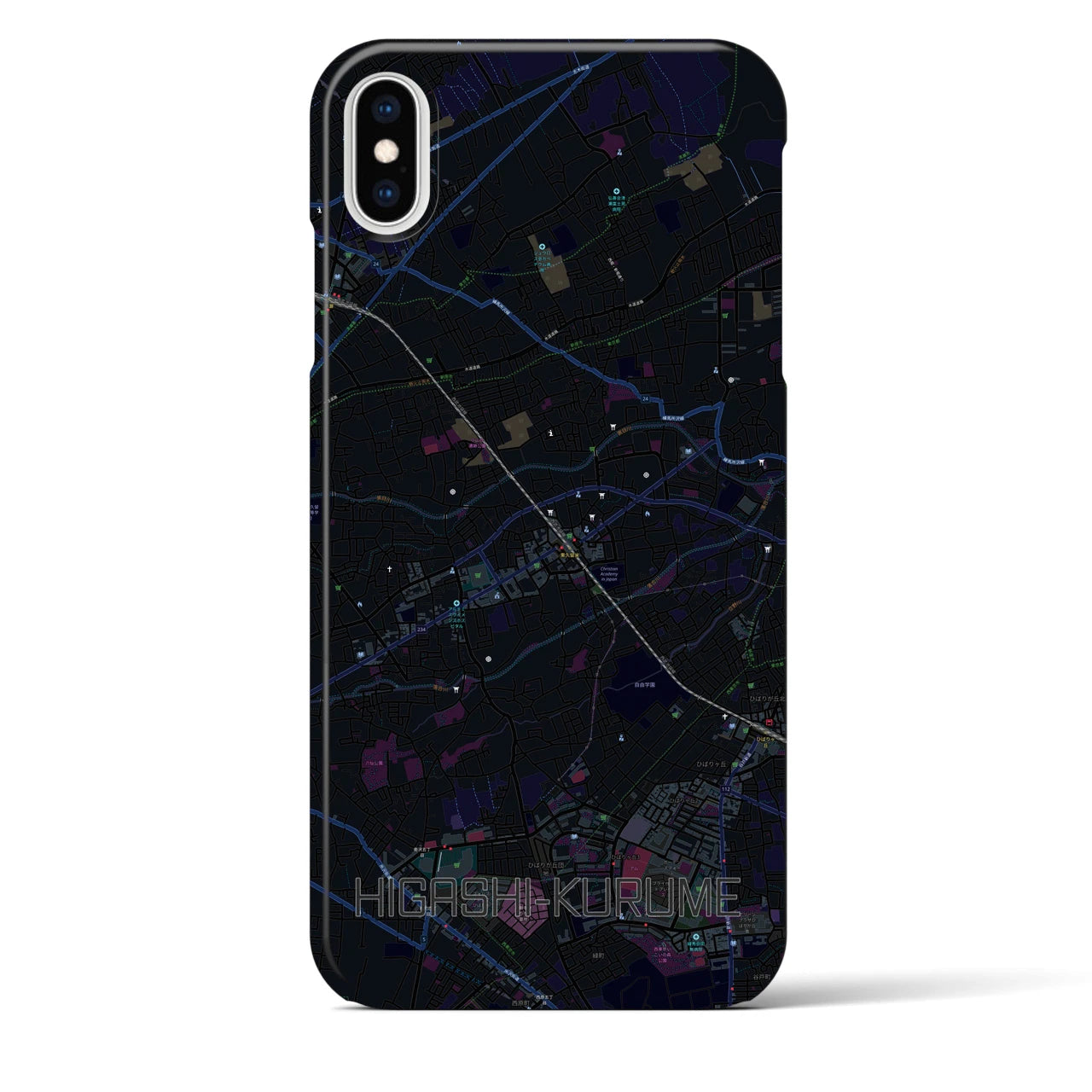 【東久留米(東京都)】地図柄iPhoneケース(バックカバータイプ)