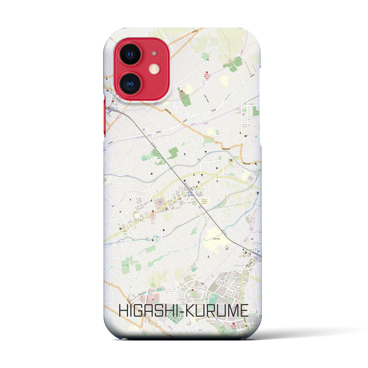 【東久留米(東京都)】地図柄iPhoneケース(バックカバータイプ)