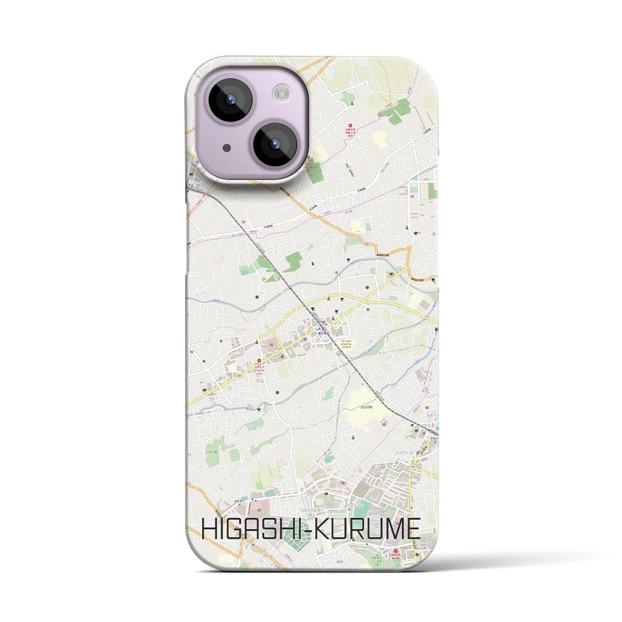 【東久留米(東京都)】地図柄iPhoneケース(バックカバータイプ)