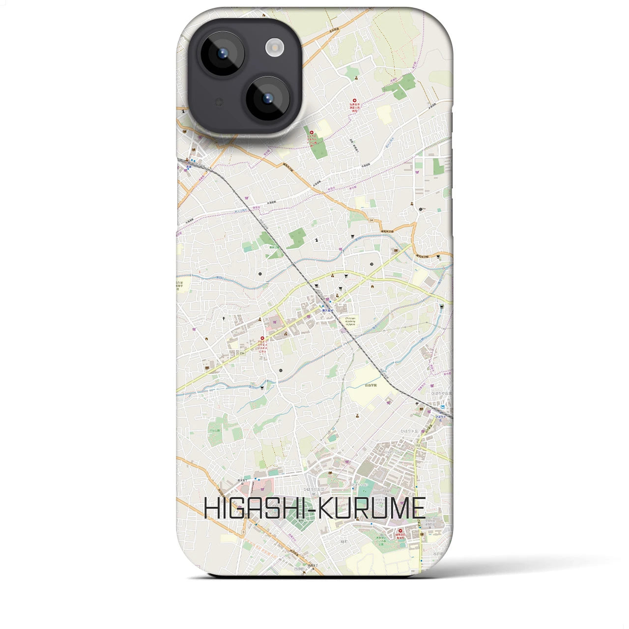 【東久留米(東京都)】地図柄iPhoneケース(バックカバータイプ)