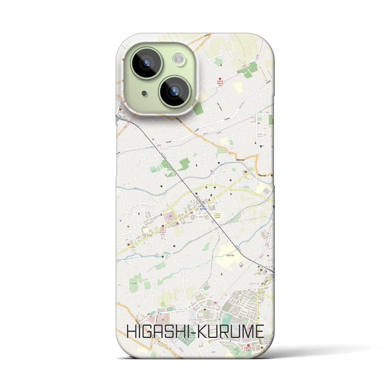 【東久留米(東京都)】地図柄iPhoneケース(バックカバータイプ)
