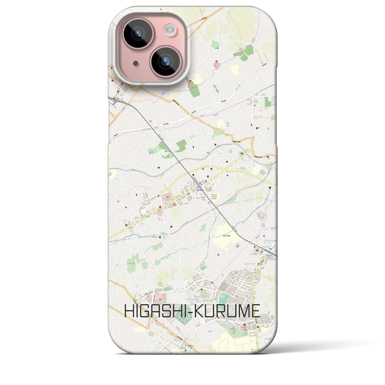 【東久留米(東京都)】地図柄iPhoneケース(バックカバータイプ)