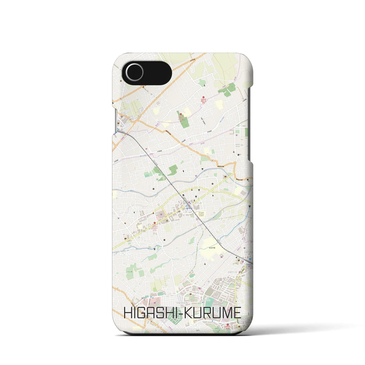 【東久留米(東京都)】地図柄iPhoneケース(バックカバータイプ)