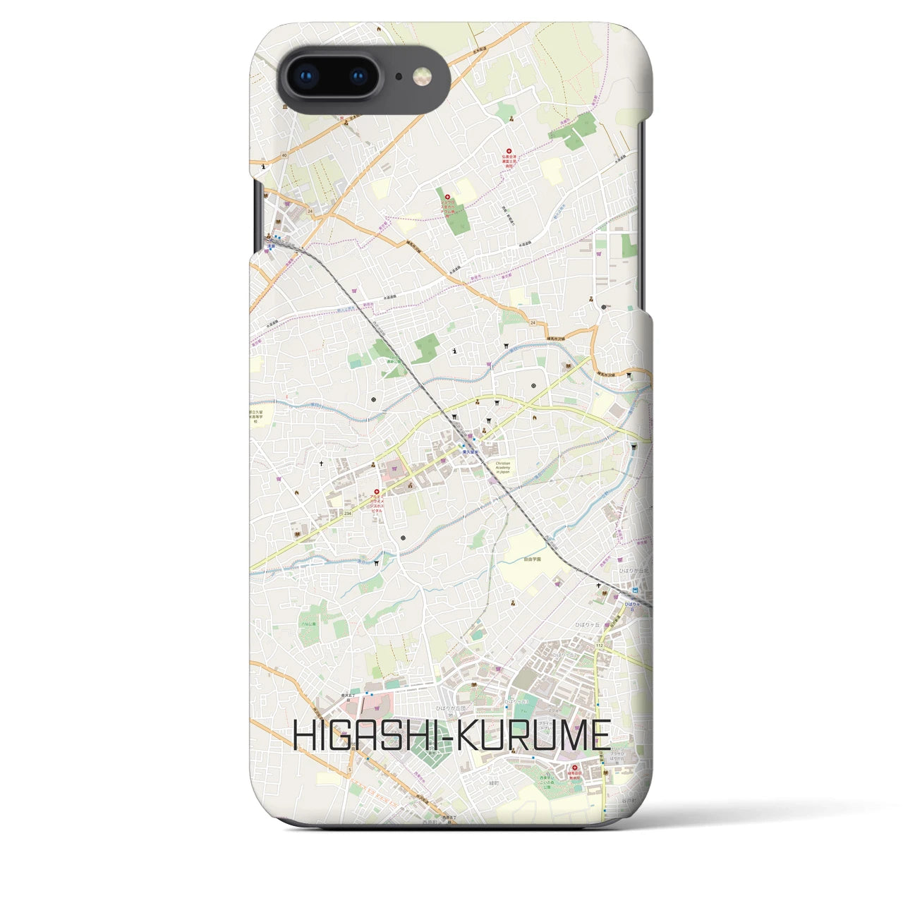 【東久留米(東京都)】地図柄iPhoneケース(バックカバータイプ)