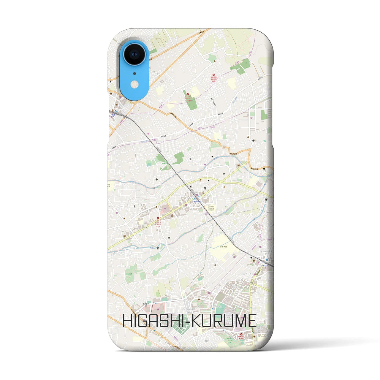 【東久留米(東京都)】地図柄iPhoneケース(バックカバータイプ)