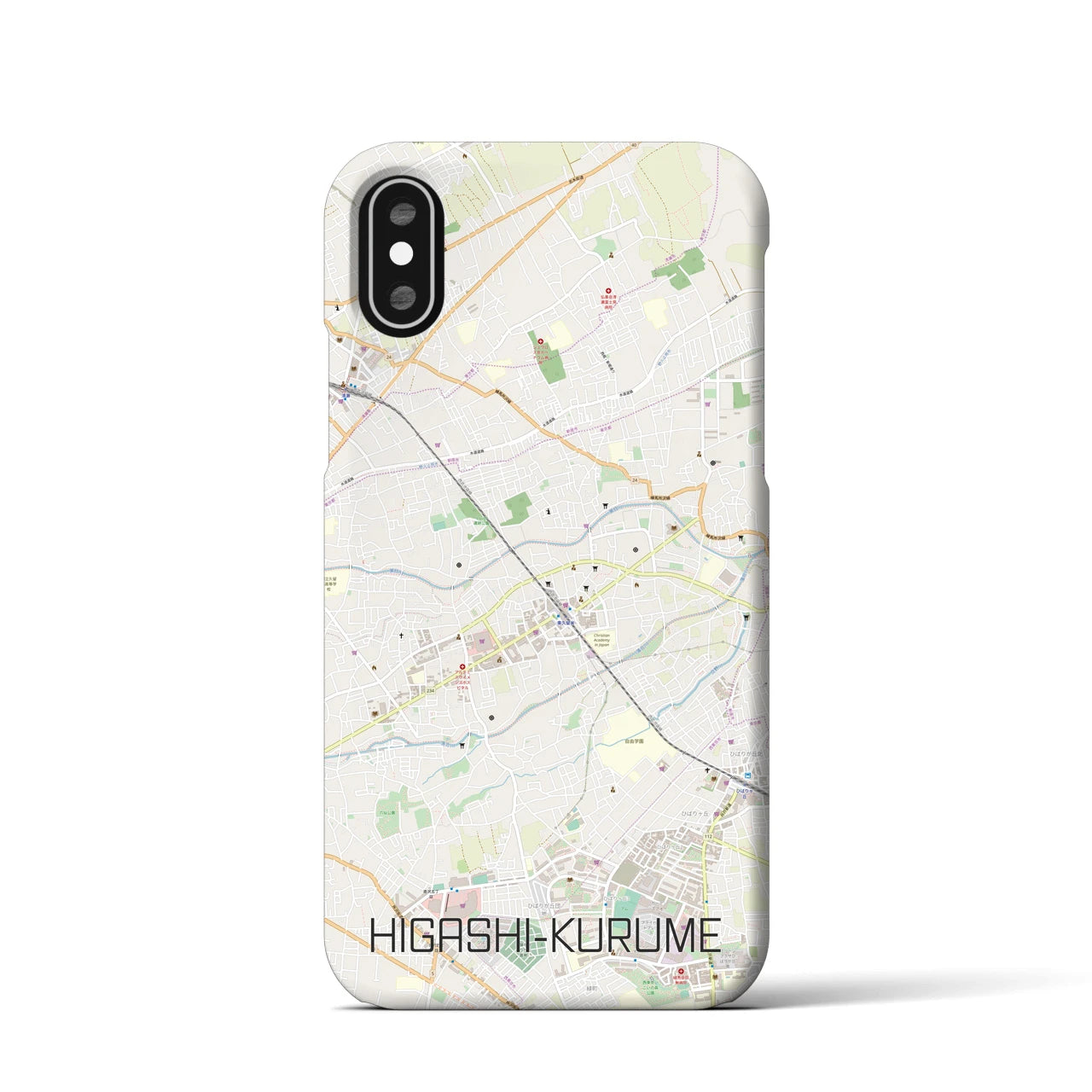 【東久留米(東京都)】地図柄iPhoneケース(バックカバータイプ)