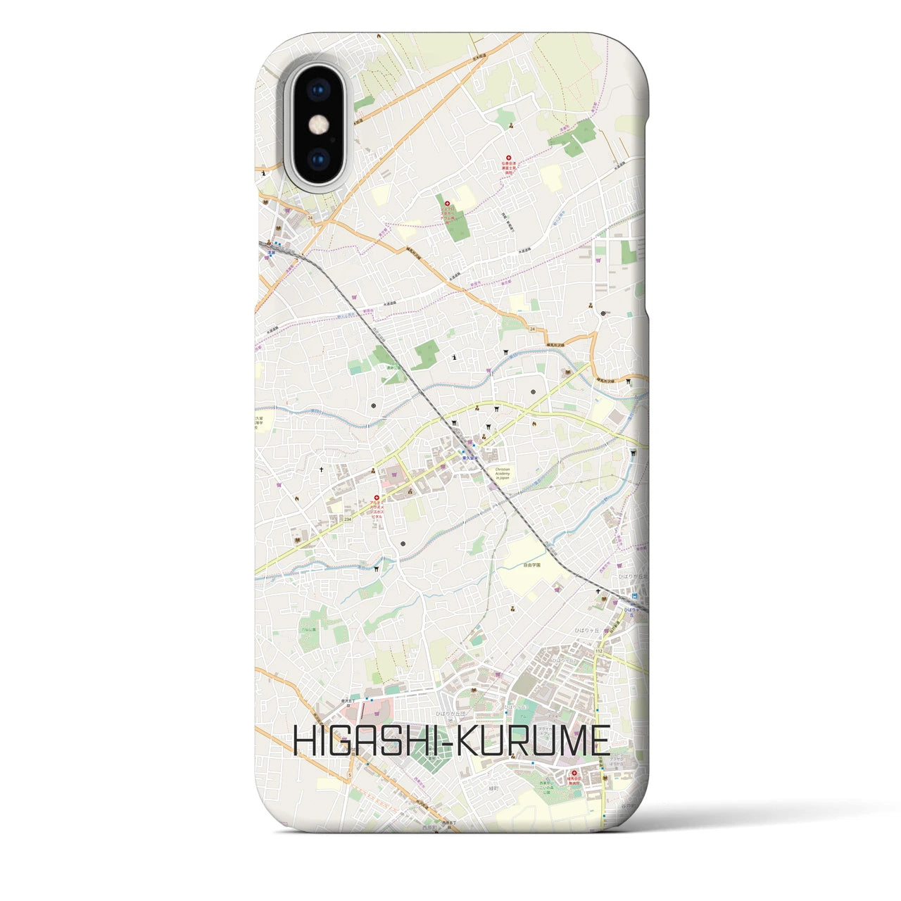 【東久留米(東京都)】地図柄iPhoneケース(バックカバータイプ)