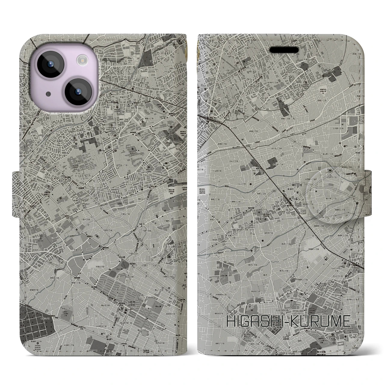 【東久留米(東京都)】地図柄iPhoneケース(手帳タイプ)