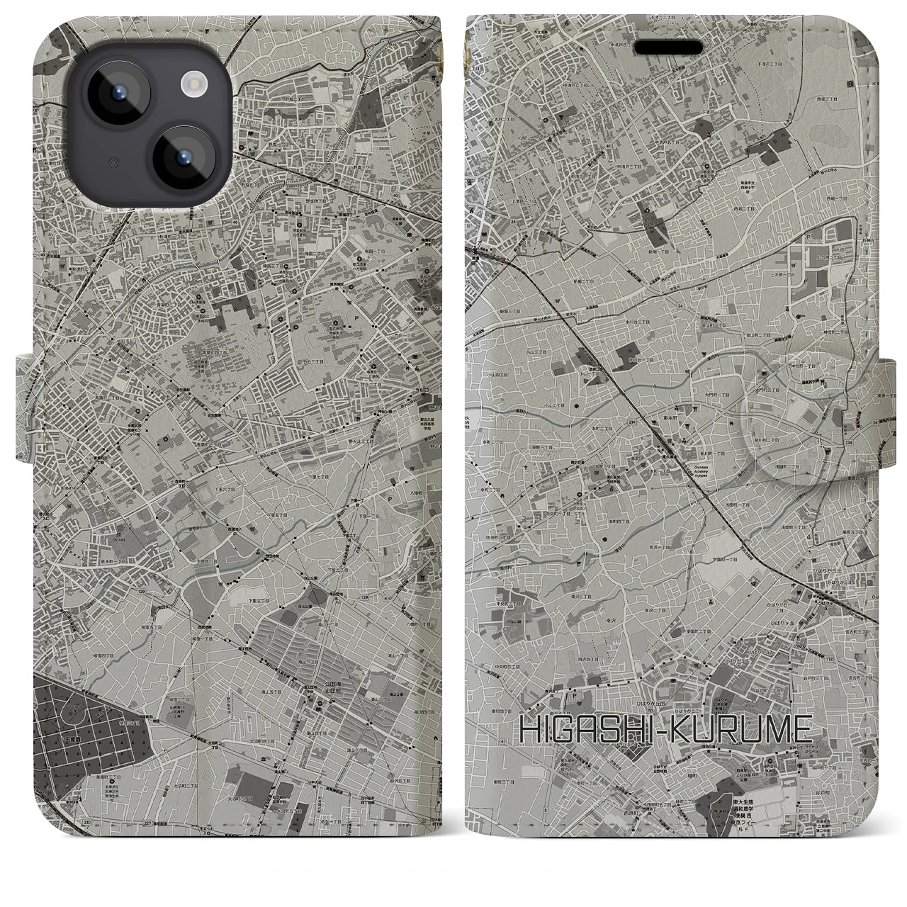 【東久留米(東京都)】地図柄iPhoneケース(手帳タイプ)