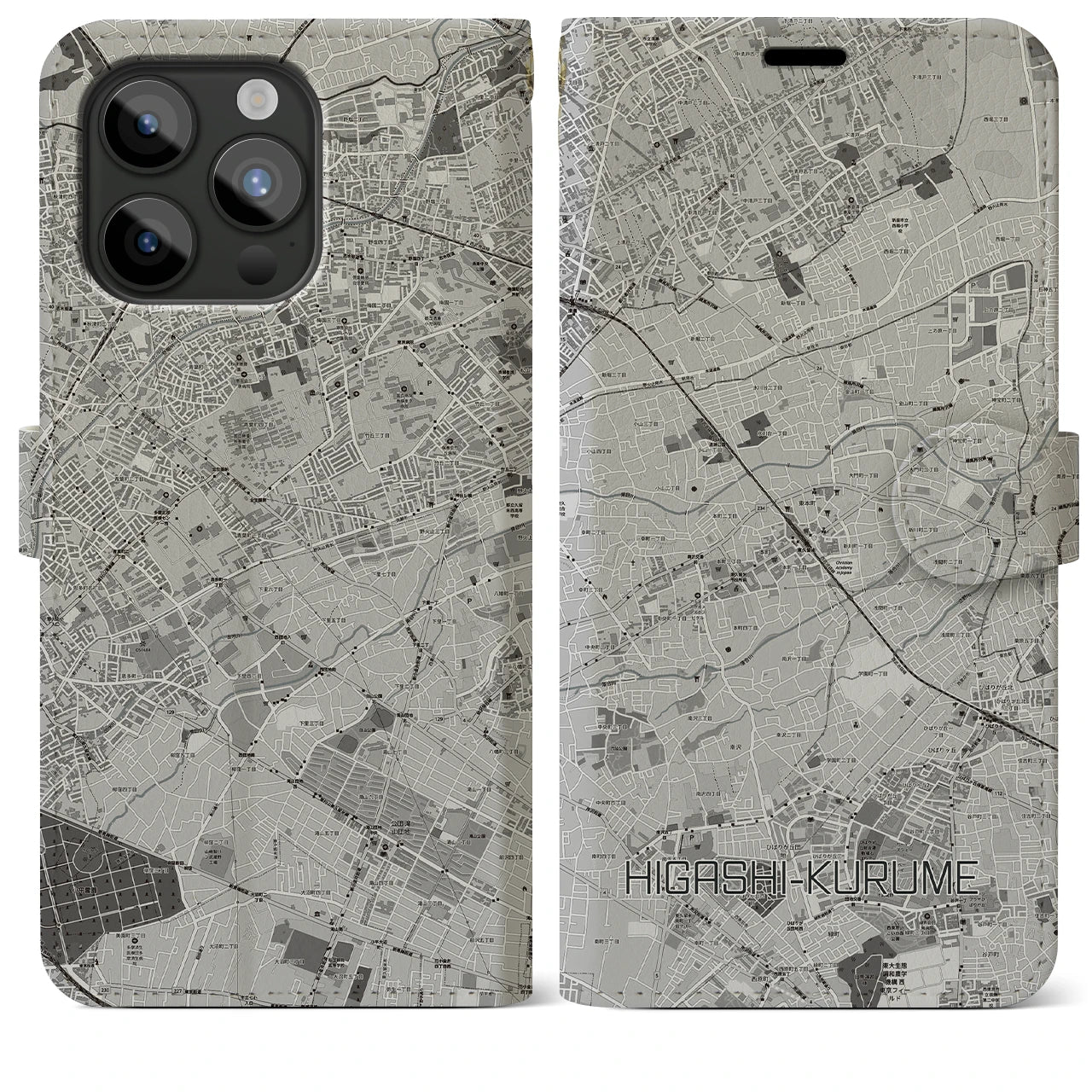 【東久留米(東京都)】地図柄iPhoneケース(手帳タイプ)