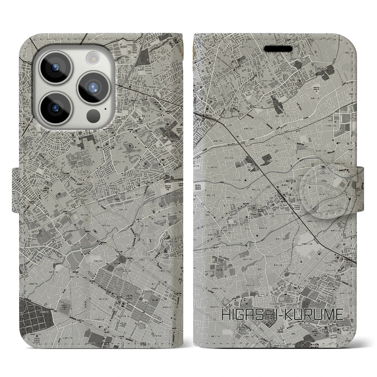 【東久留米(東京都)】地図柄iPhoneケース(手帳タイプ)