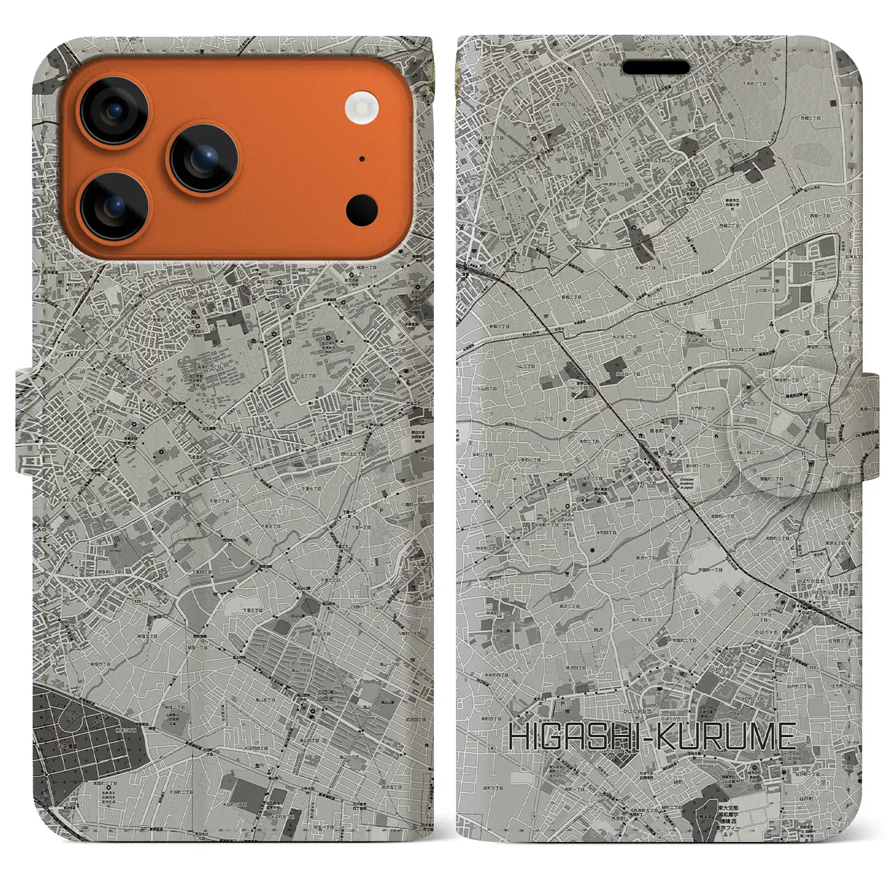 【東久留米(東京都)】地図柄iPhoneケース(手帳タイプ)