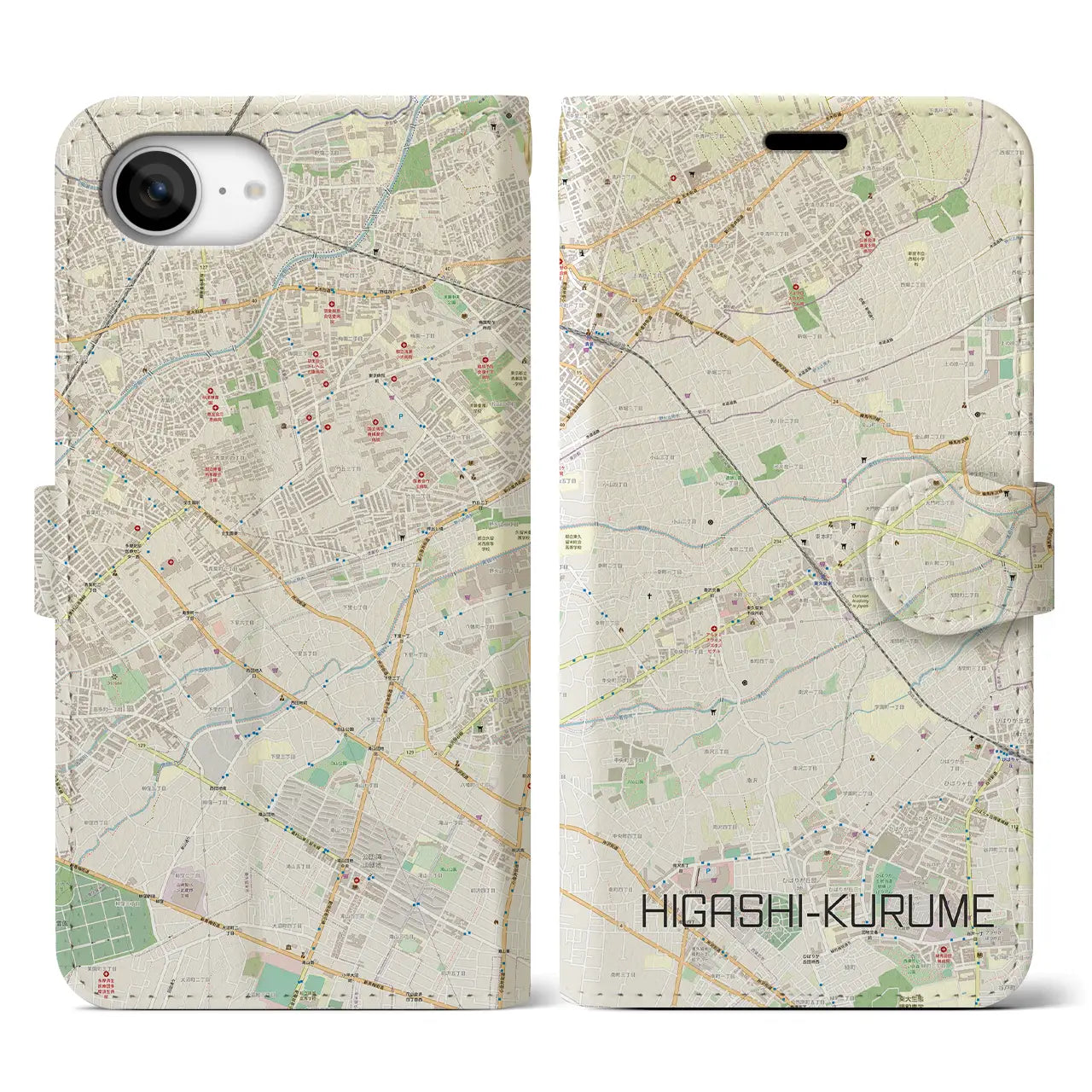 【東久留米(東京都)】地図柄iPhoneケース(手帳タイプ)