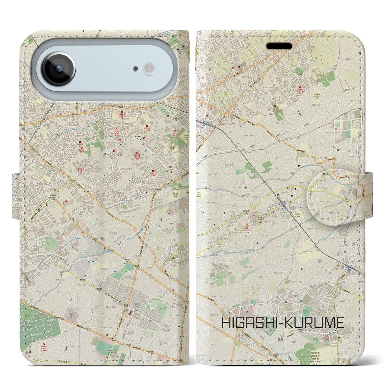 【東久留米(東京都)】地図柄iPhoneケース(手帳タイプ)