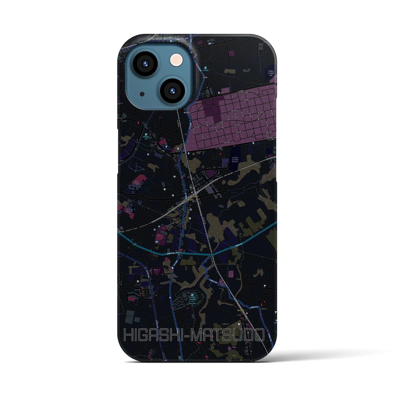 【東松戸(千葉県)】地図柄iPhoneケース(バックカバータイプ)