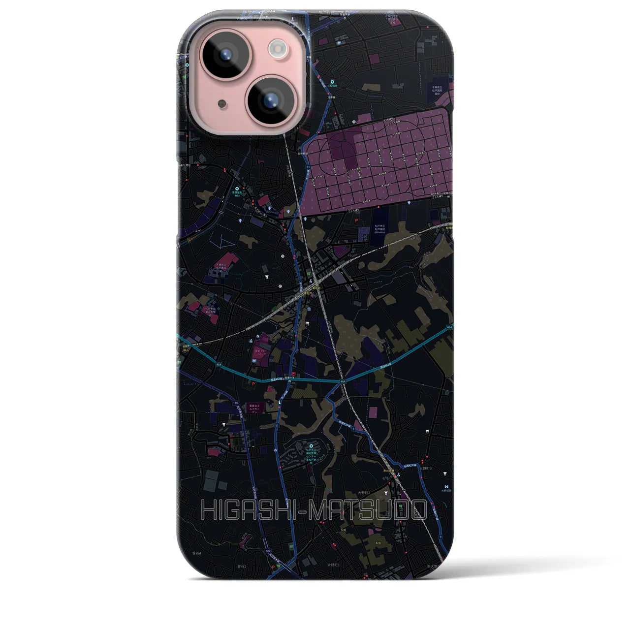 【東松戸(千葉県)】地図柄iPhoneケース(バックカバータイプ)