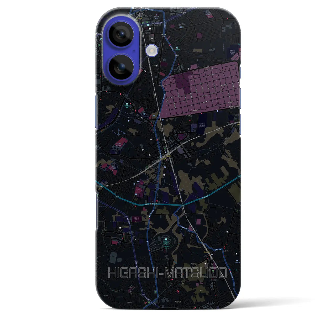 【東松戸(千葉県)】地図柄iPhoneケース(バックカバータイプ)