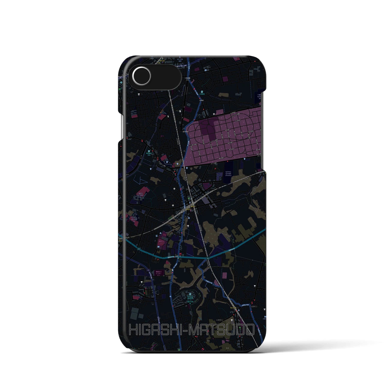 【東松戸(千葉県)】地図柄iPhoneケース(バックカバータイプ)
