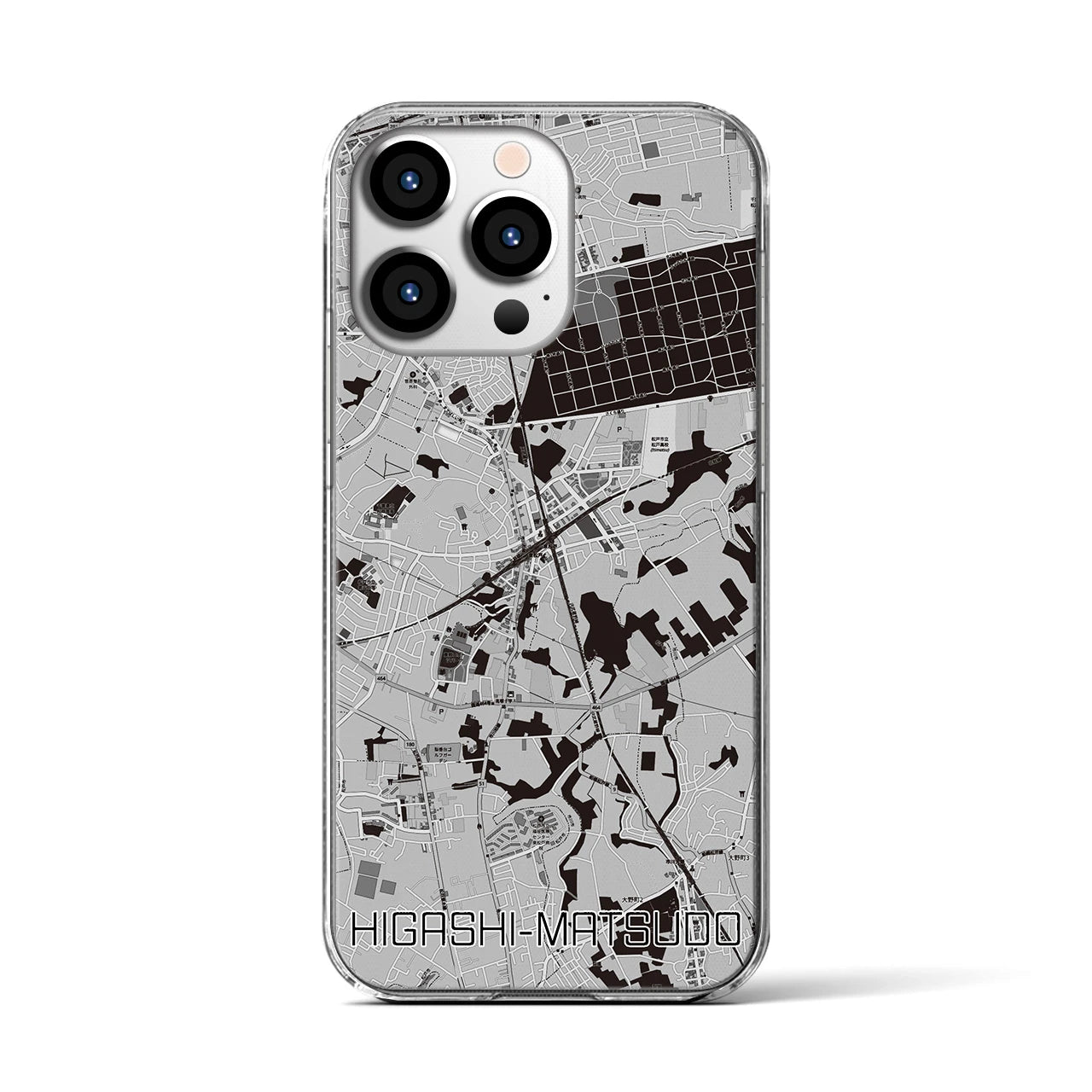 【東松戸(千葉県)】地図柄iPhoneケース(クリアタイプ)