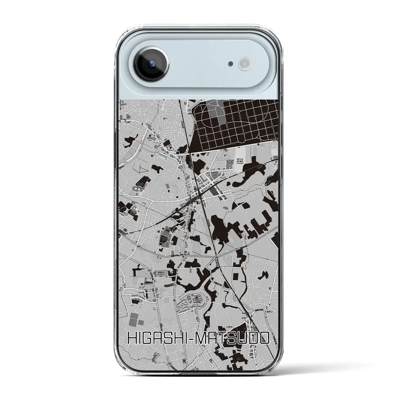 【東松戸(千葉県)】地図柄iPhoneケース(クリアタイプ)モノトーン・iPhone 17 Pro Max 用