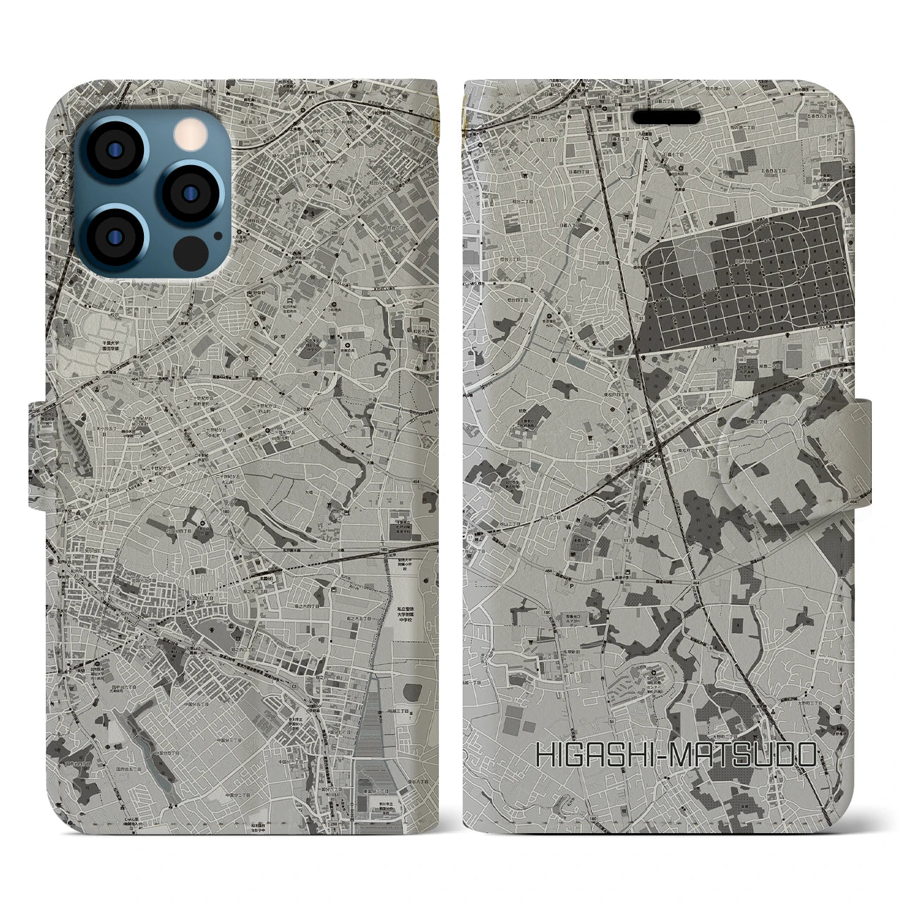 【東松戸(千葉県)】地図柄iPhoneケース(手帳タイプ)