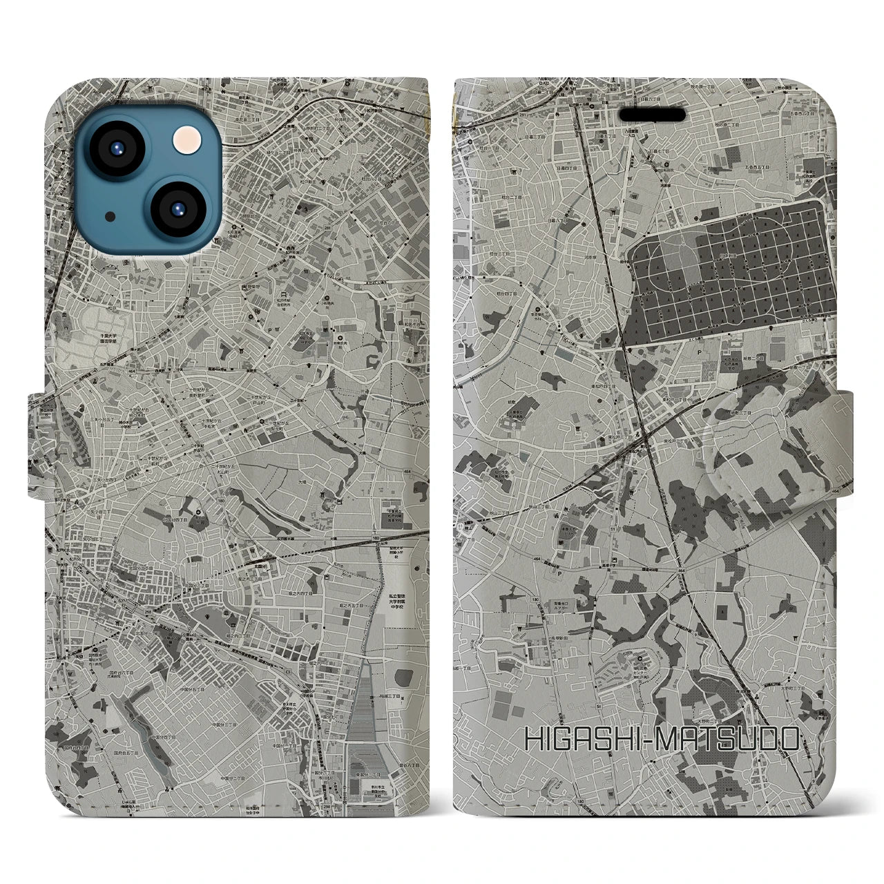 【東松戸(千葉県)】地図柄iPhoneケース(手帳タイプ)