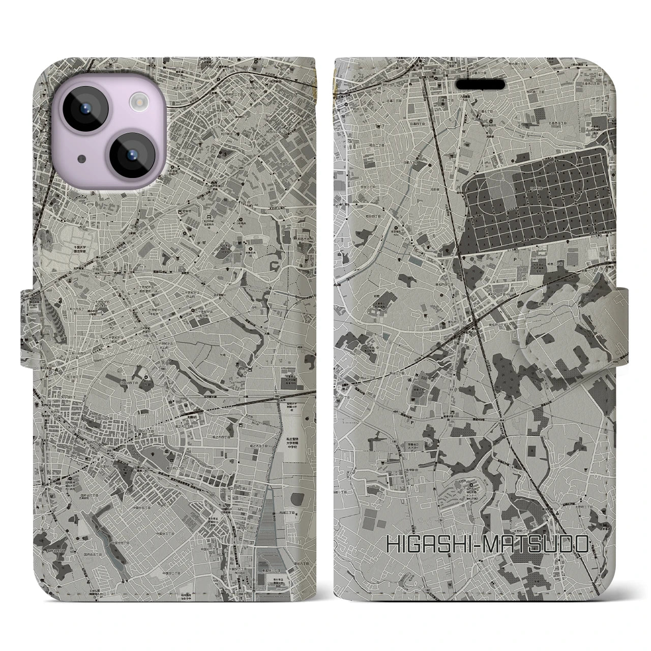 【東松戸(千葉県)】地図柄iPhoneケース(手帳タイプ)