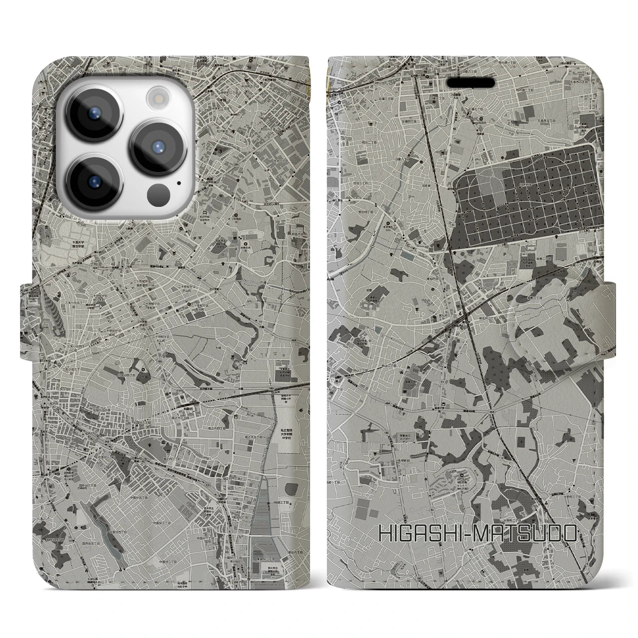 【東松戸(千葉県)】地図柄iPhoneケース(手帳タイプ)