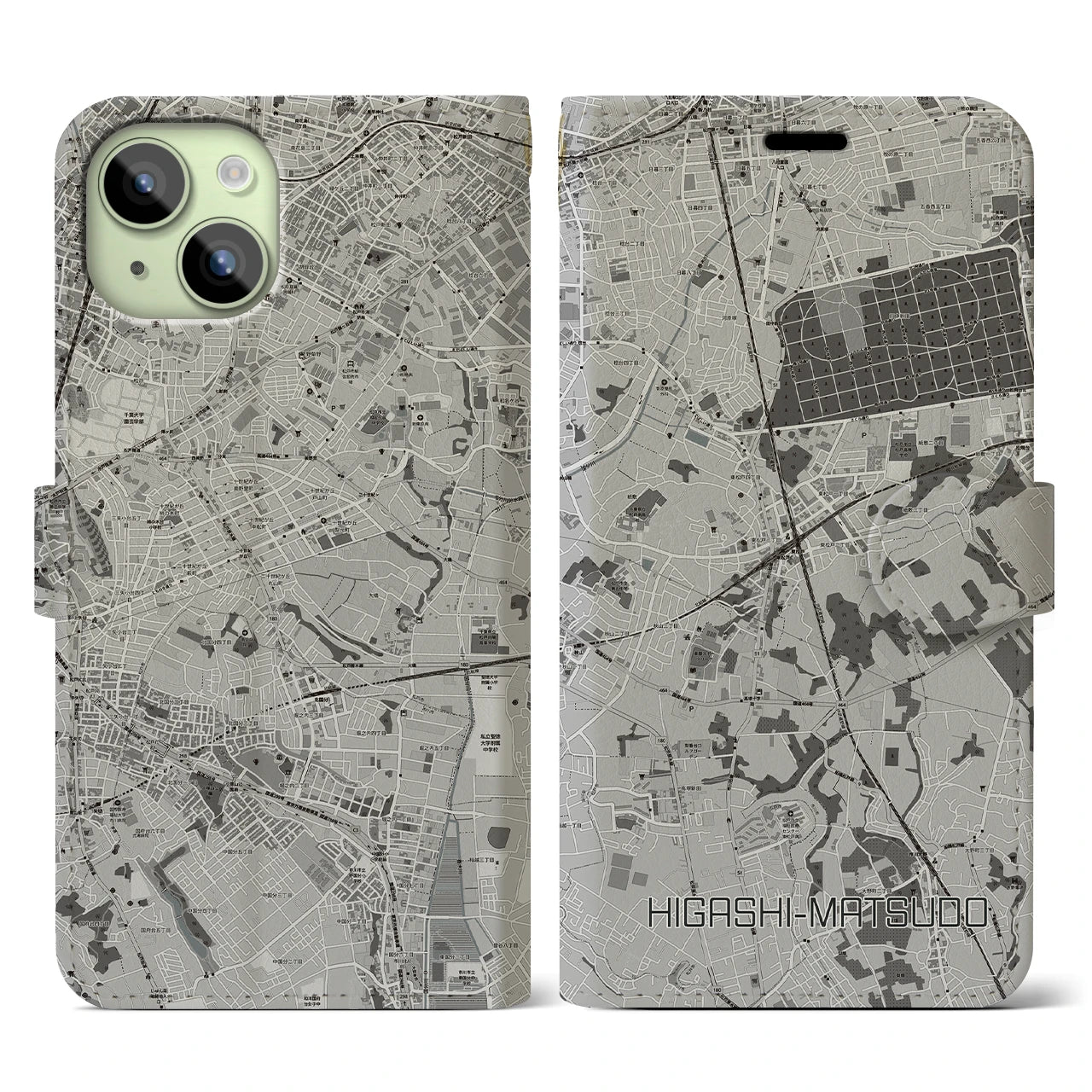 【東松戸(千葉県)】地図柄iPhoneケース(手帳タイプ)