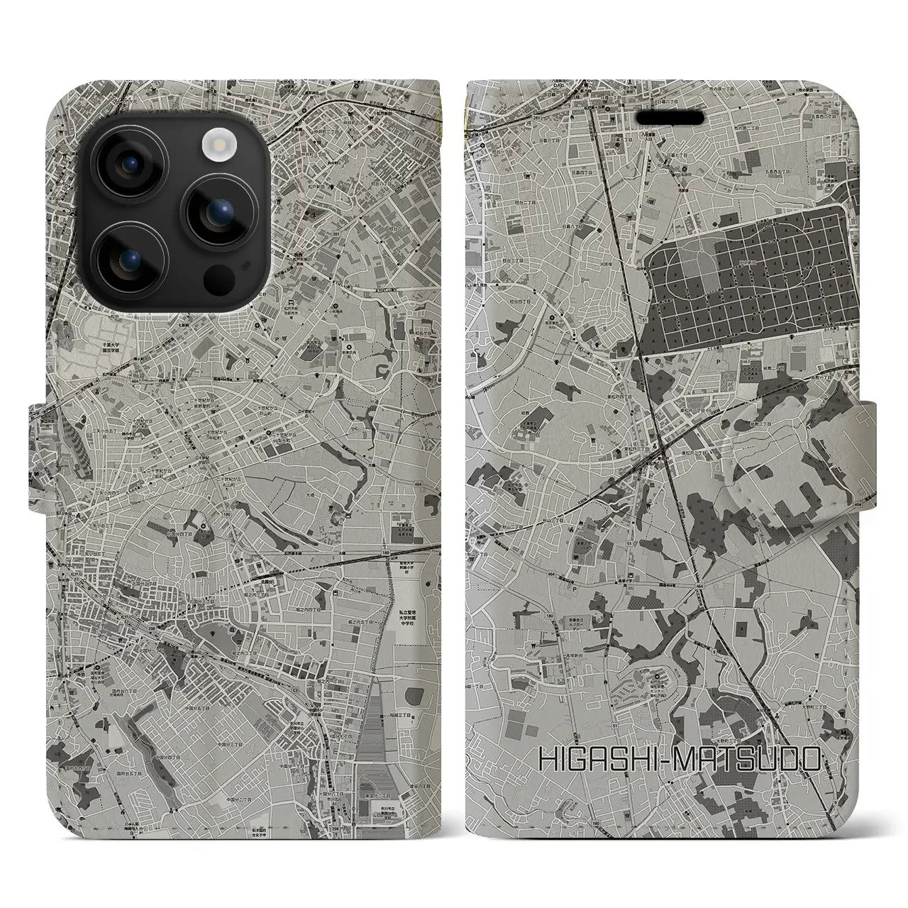 【東松戸(千葉県)】地図柄iPhoneケース(手帳タイプ)