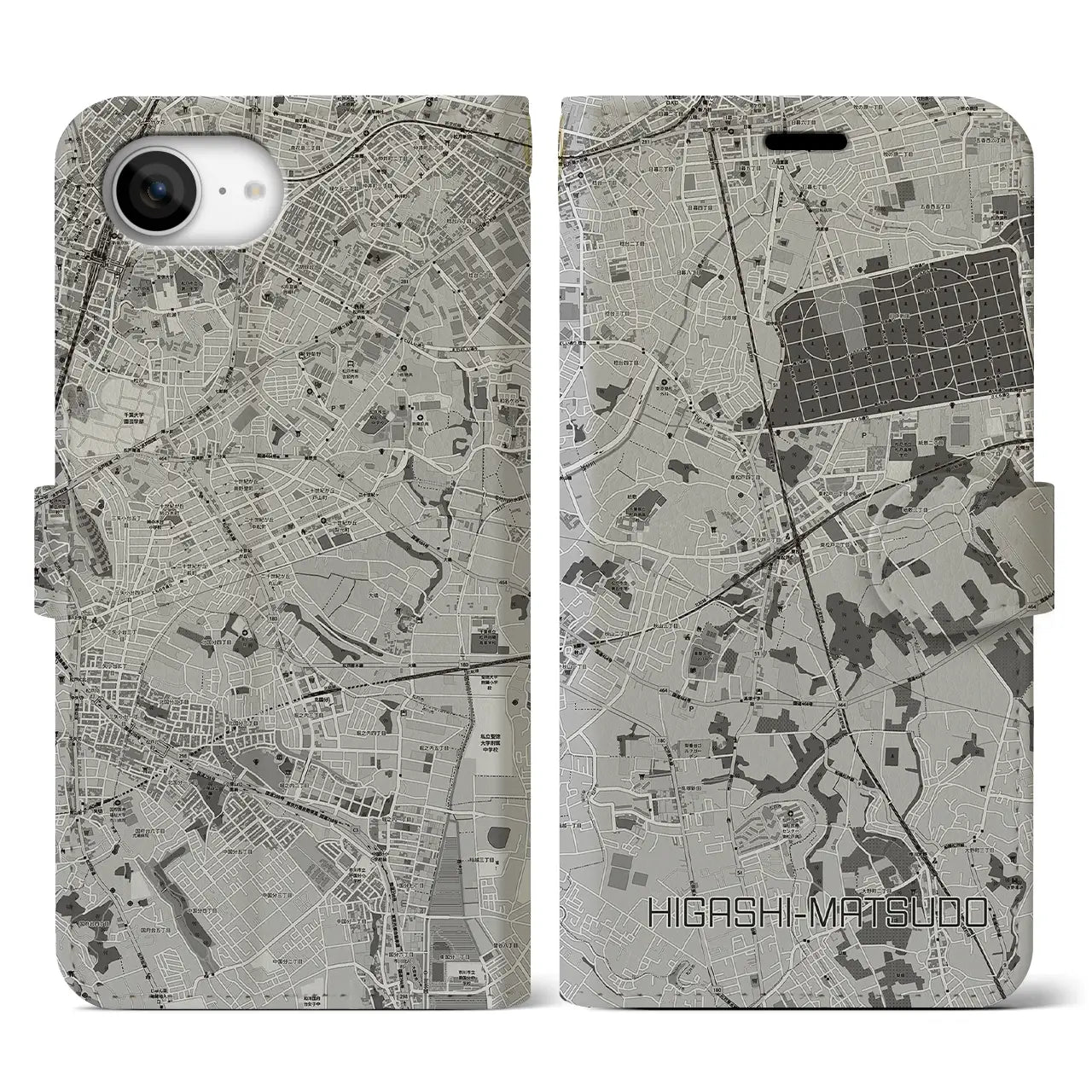 【東松戸(千葉県)】地図柄iPhoneケース(手帳タイプ)