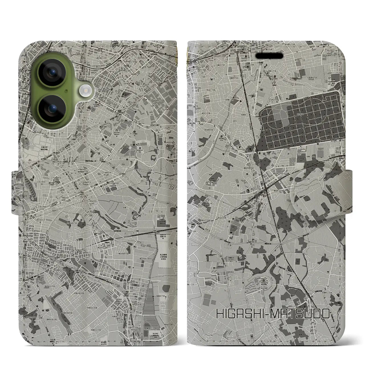 【東松戸(千葉県)】地図柄iPhoneケース(手帳タイプ)