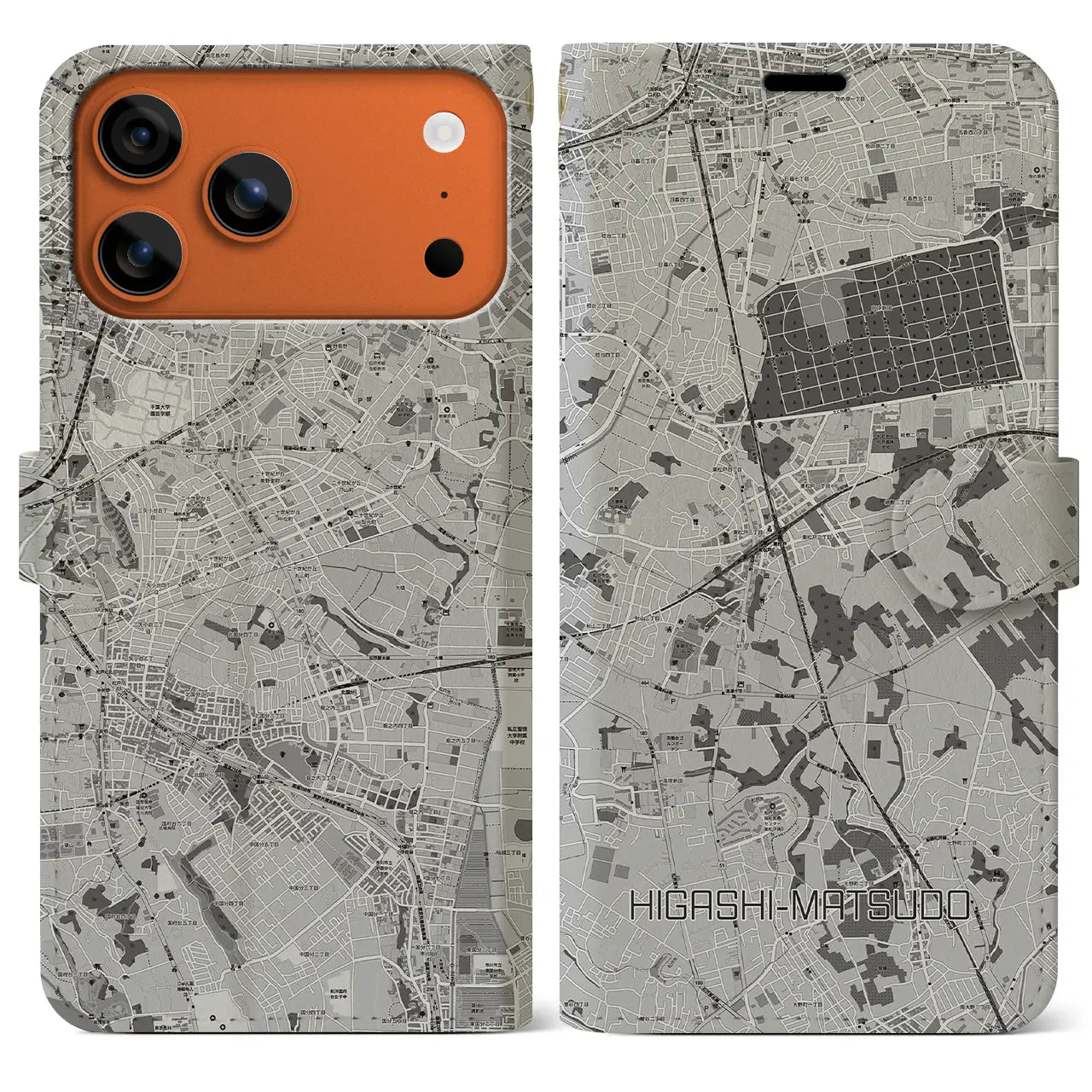 【東松戸(千葉県)】地図柄iPhoneケース(手帳タイプ)