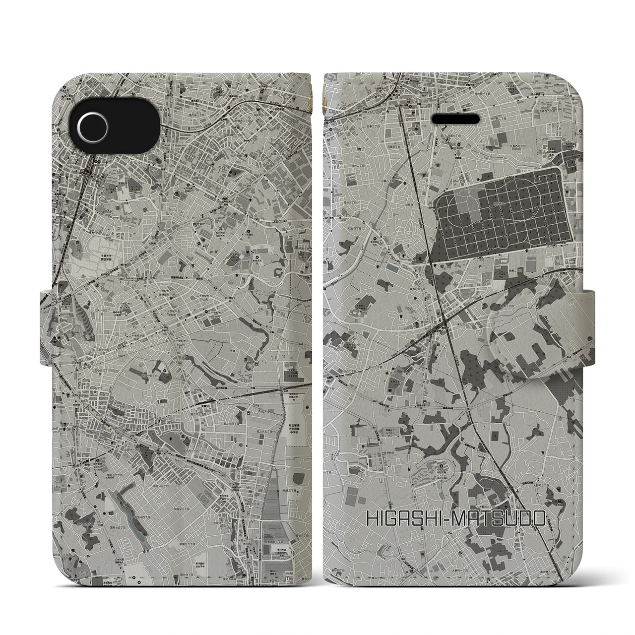 【東松戸(千葉県)】地図柄iPhoneケース(手帳タイプ)