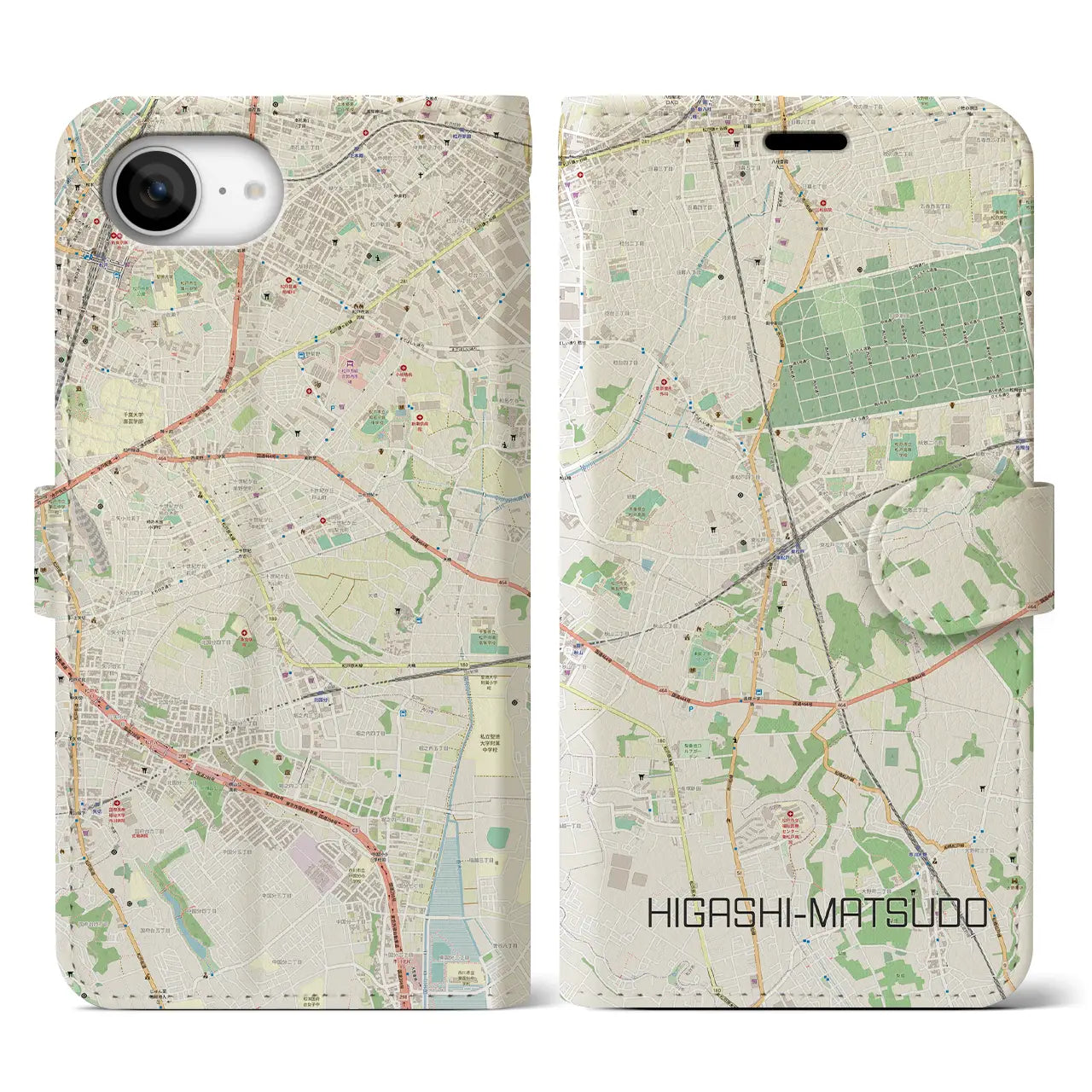 【東松戸(千葉県)】地図柄iPhoneケース(手帳タイプ)