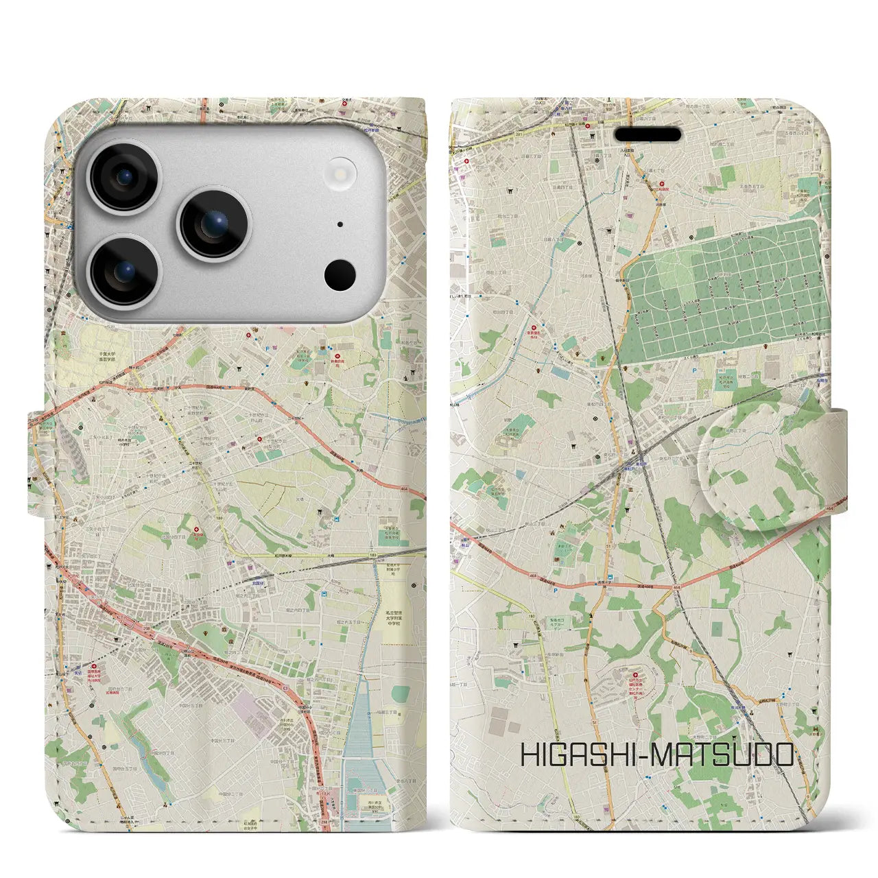 【東松戸(千葉県)】地図柄iPhoneケース(手帳タイプ)