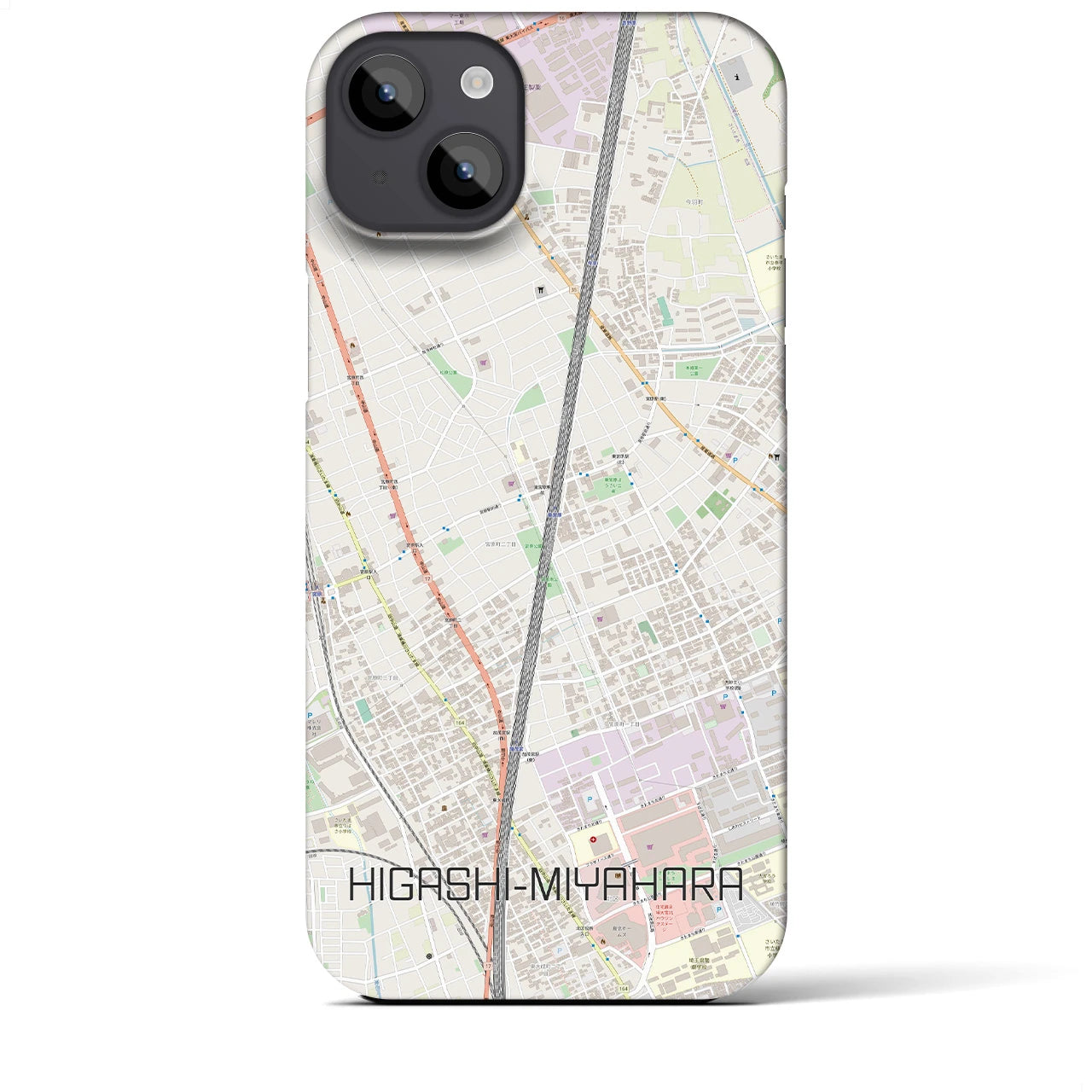 【東宮原(埼玉県)】地図柄iPhoneケース(バックカバータイプ)
