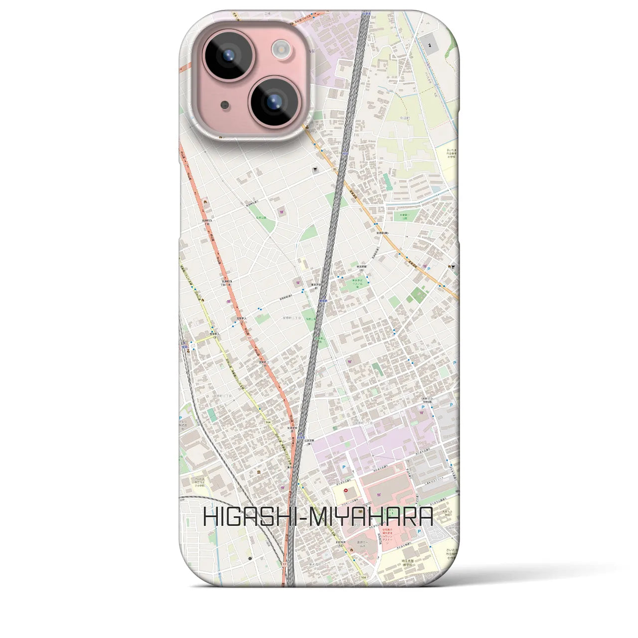 【東宮原(埼玉県)】地図柄iPhoneケース(バックカバータイプ)