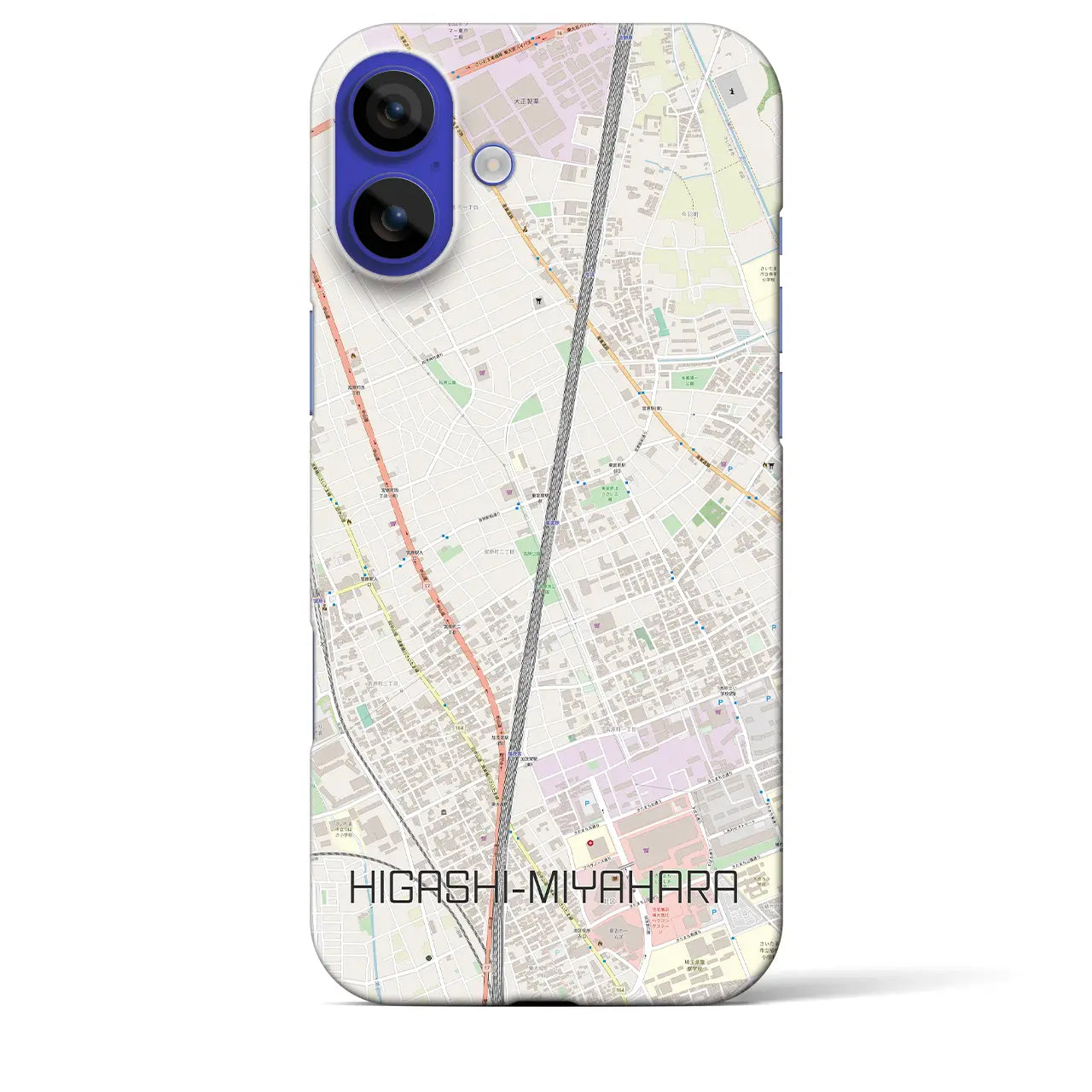 【東宮原(埼玉県)】地図柄iPhoneケース(バックカバータイプ)ナチュラル・iPhone 16 Pro Max 用