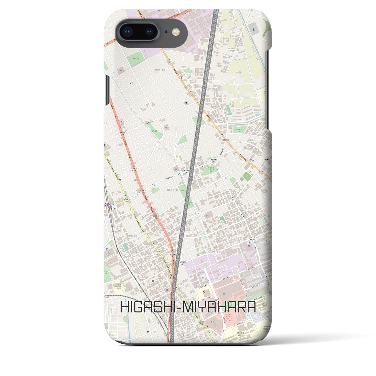 【東宮原(埼玉県)】地図柄iPhoneケース(バックカバータイプ)