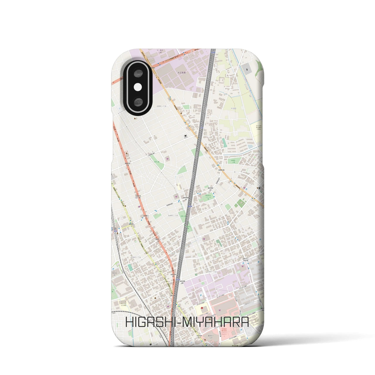 【東宮原(埼玉県)】地図柄iPhoneケース(バックカバータイプ)