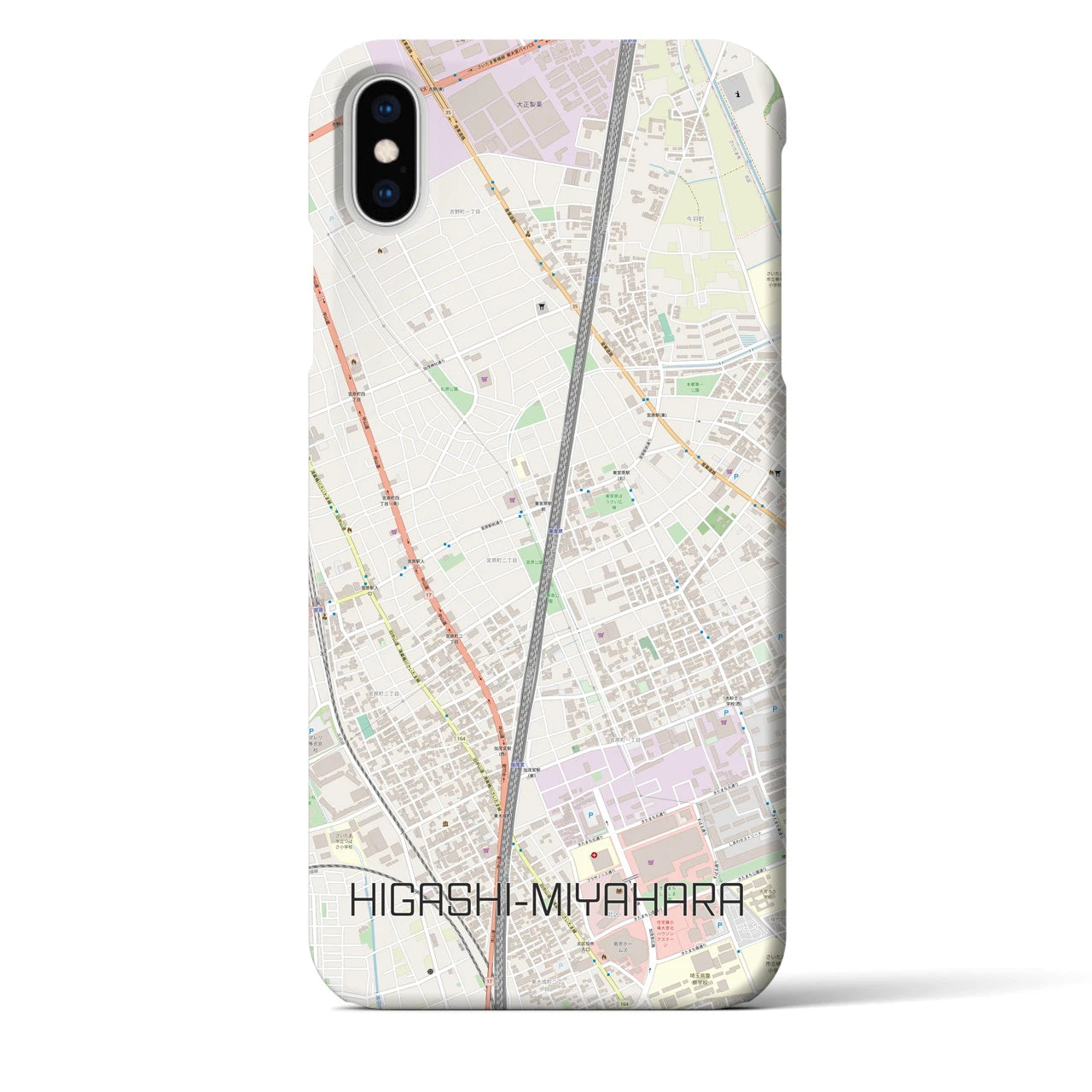 【東宮原(埼玉県)】地図柄iPhoneケース(バックカバータイプ)